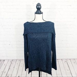 Nitrogen Navy Off-The-Shoulder Sweater Size L